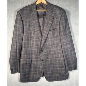 Corneliani Jacket Mens Cashmere Wool‎  Gray Plaid Sport Coat Blazer  EU58L US44L